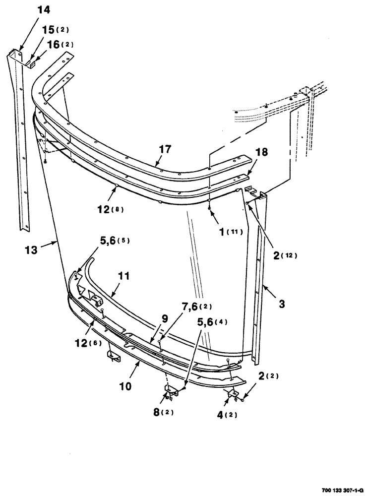 Схема запчастей Case IH 8870 - (07-12) - FRONT GLASS ASSEMBLY (90) - PLATFORM, CAB, BODYWORK AND DECALS