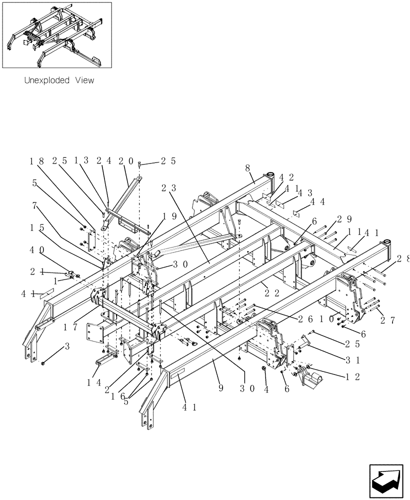 Схема запчастей Case IH SDX30 - (1.020.1) - MAIN FRAME (ASN CBJ0007001) - ADX HITCH (12) - FRAME