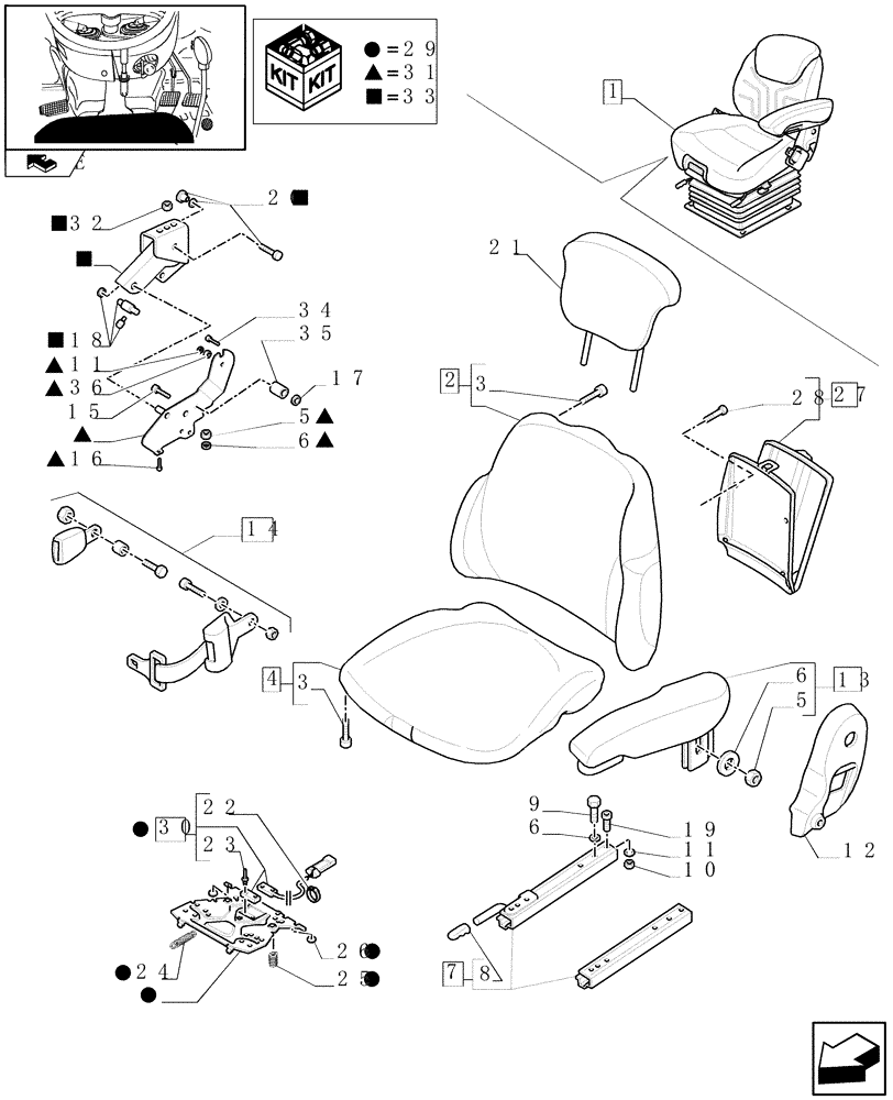 Схема запчастей Case IH PUMA 155 - (1.93.3/ C[01]) - "GRAMMER" DELUXE AIR SUSPENSION SEAT, W/BELTS AND W/SWITCH - BREAKDOWN (10) - OPERATORS PLATFORM/CAB