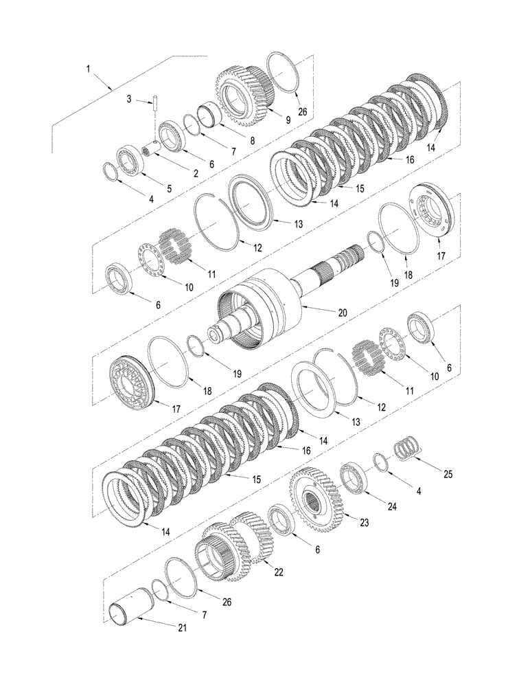 Схема запчастей Case IH STEIGER 335 - (06-48) - POWER SHIFT TRANSMISSION - SECOND SHAFT ASSEMBLY (06) - POWER TRAIN