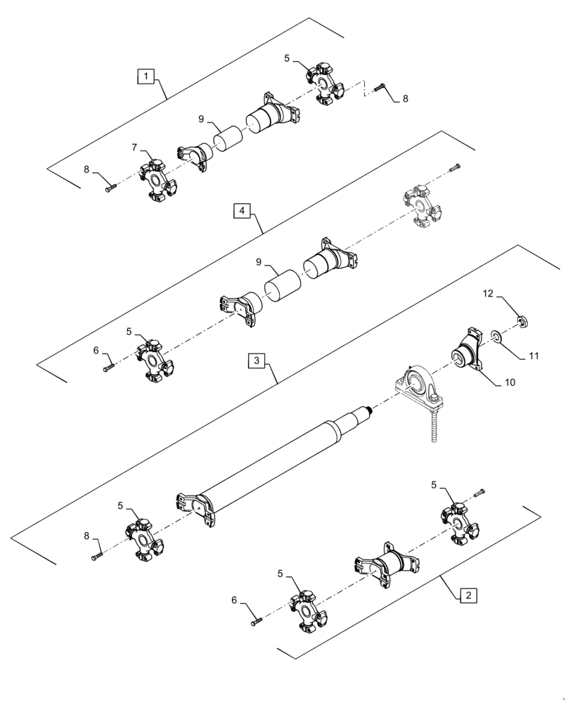 Схема запчастей Case IH STEIGER 350 - (25.310.03) - DRIVE SHAFT - 9L ENG., 8C - STEIGER 350 (25) - FRONT AXLE SYSTEM