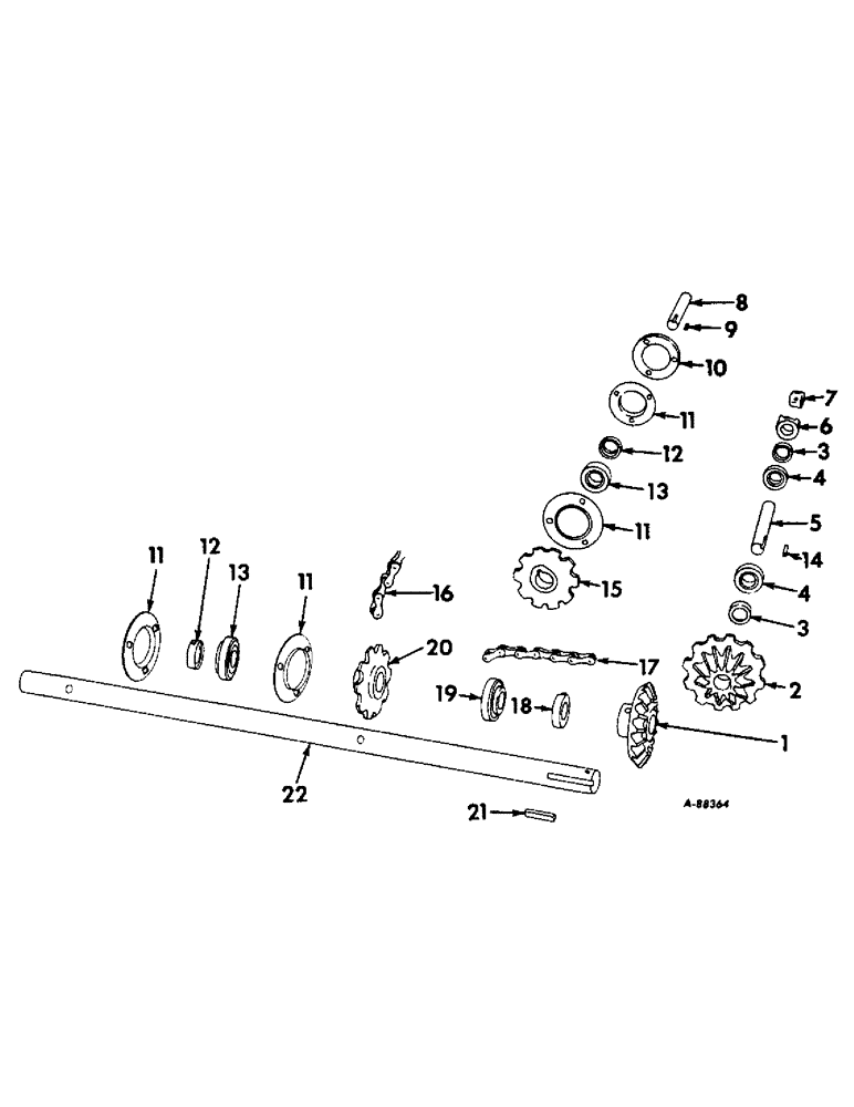 Схема запчастей Case IH 50 - (A-066) - ROW CROP UNIT (ONE-ROW) - LOWER CENTER AND UPPER GATHERING DRIVE, 1962 TO 1965 (58) - ATTACHMENTS/HEADERS