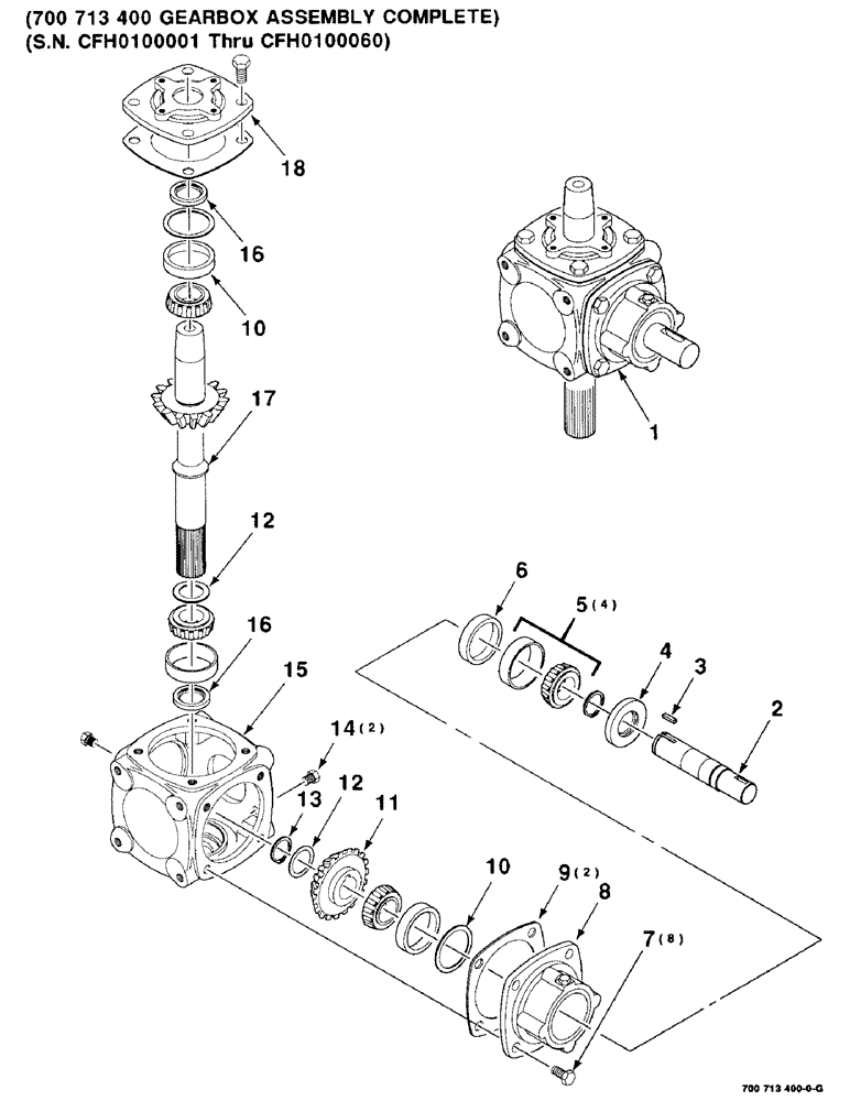 Схема запчастей Case IH 8850 - (2-12) - GEARBOX ASSEMBLY, INNER, 700713400 GEARBOX ASSY. COMPLETE, SERIAL NUMBER CFH0100001 THRU CFH0100060 (58) - ATTACHMENTS/HEADERS