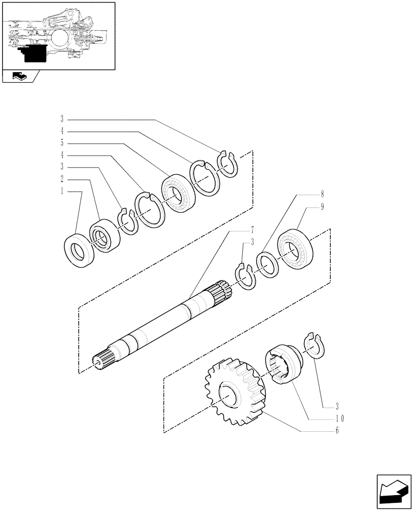 Схема запчастей Case IH FARMALL 85C - (1.33.1) - 4WD TRANSMISSION GEARINGS (04) - FRONT AXLE & STEERING