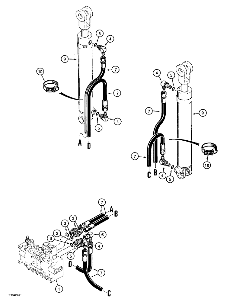 Схема запчастей Case IH 1838 - (8-40) - STABILIZER CYLINDER HYDRAULIC CIRCUIT, D100 OR D100XR (08) - HYDRAULICS