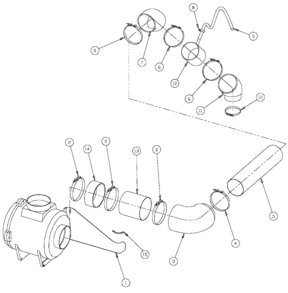 Схема запчастей Case IH 4300 - (02-009) - AIR INTAKE GROUP 4330 ONLY (01) - ENGINE