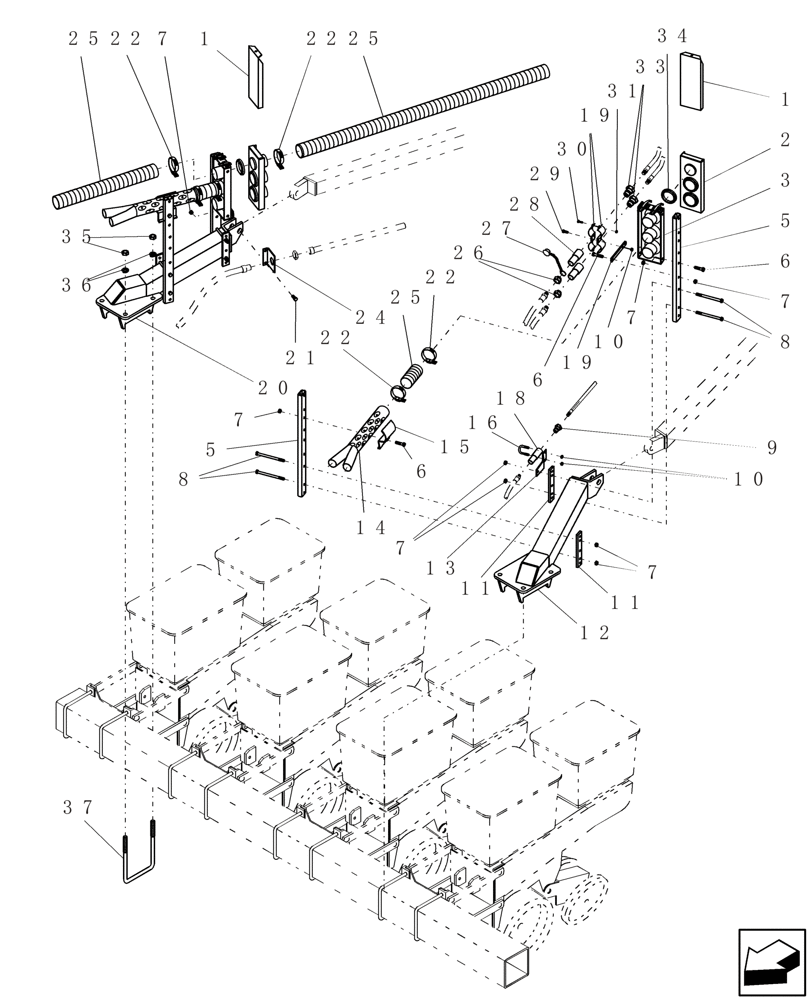 Схема запчастей Case IH ADX2180 - (F.10.D[21]) - TOW BEHIND PLANTER FIELD HITCH CONNECTIONS F - Frame Positioning