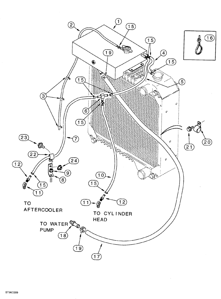 Схема запчастей Case IH 6831TA - (02-004) - COOLANT RECOVERY SYSTEM, MODEL 6831TA WITH AFTERCOOLER 