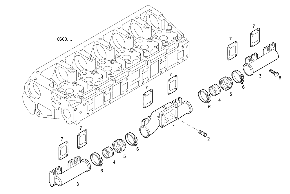 Схема запчастей Case IH F3BE0684N E904 - (0780.036) - EXHAUST MANIFOLD 