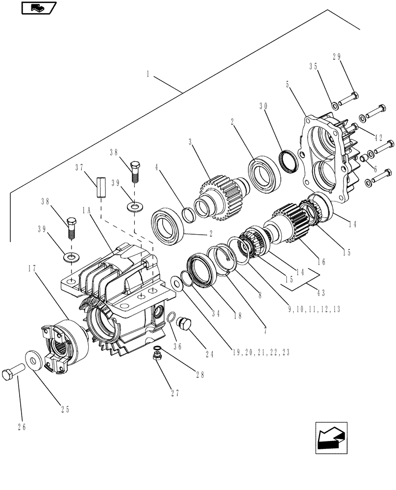 Схема запчастей Case IH MAGNUM 210 - (23.304.01) - GEARBOX, MFD DROPBOX (23) - FOUR WHEEL DRIVE SYSTEM