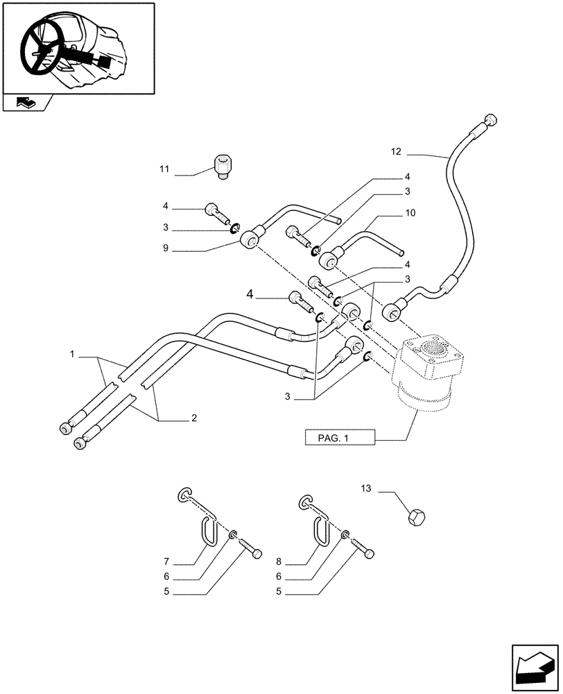 Схема запчастей Case IH FARMALL 90 - (1.92.63/01[03]) - POWER SHUTTLE E SERVO PTO FOR DIFF. LOCK - POWER STEERING - PUMP AND PIPES (VAR.331120-330120) (10) - OPERATORS PLATFORM/CAB