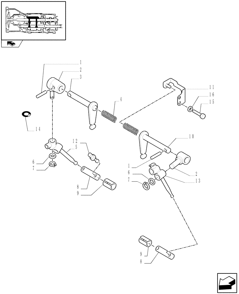 Схема запчастей Case IH FARMALL 95N - (1.29.1/01) - GEARBOX OUTER CONTROLS, REDUCTION UNIT GEAR BOX LEVER, REVERSER ROD - NA (03) - TRANSMISSION