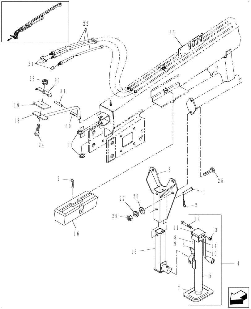 Схема запчастей Case IH DC162 - (12.03) - DRAWBAR HITCH JACK & TOOL BOX (12) - MAIN FRAME