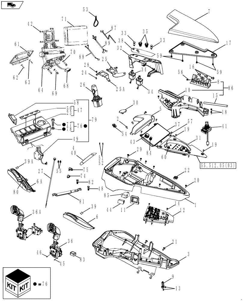 Схема запчастей Case IH MAGNUM 190 - (55.512.05[01]) - ARMREST CONTROL UNIT (55) - ELECTRICAL SYSTEMS