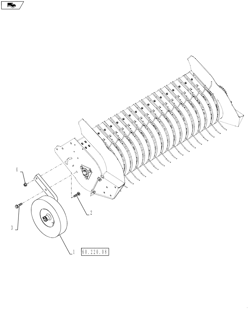 Схема запчастей Case IH RB455A - (60.220.06) - RH PICKUP WHEEL (60) - PRODUCT FEEDING