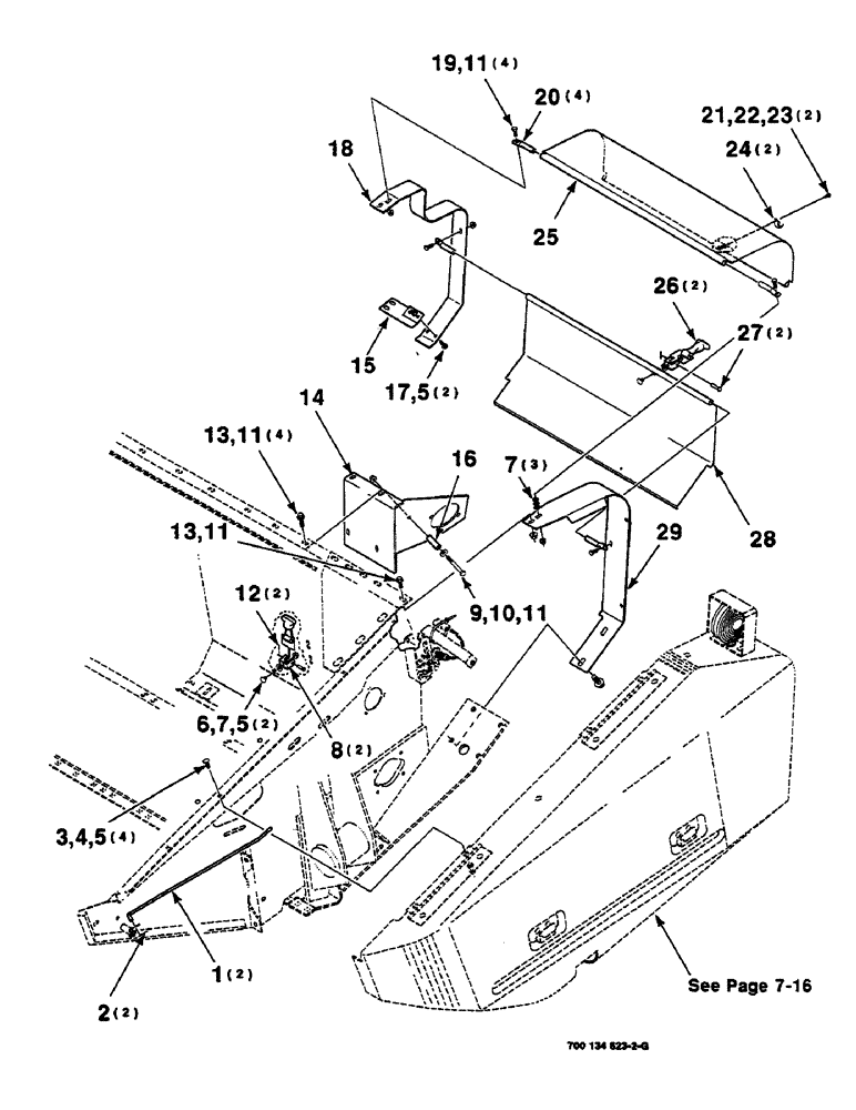 Схема запчастей Case IH 625 - (7-08) - SHIELD ASSEMBLY, LEFT, 16 FOOT (58) - ATTACHMENTS/HEADERS