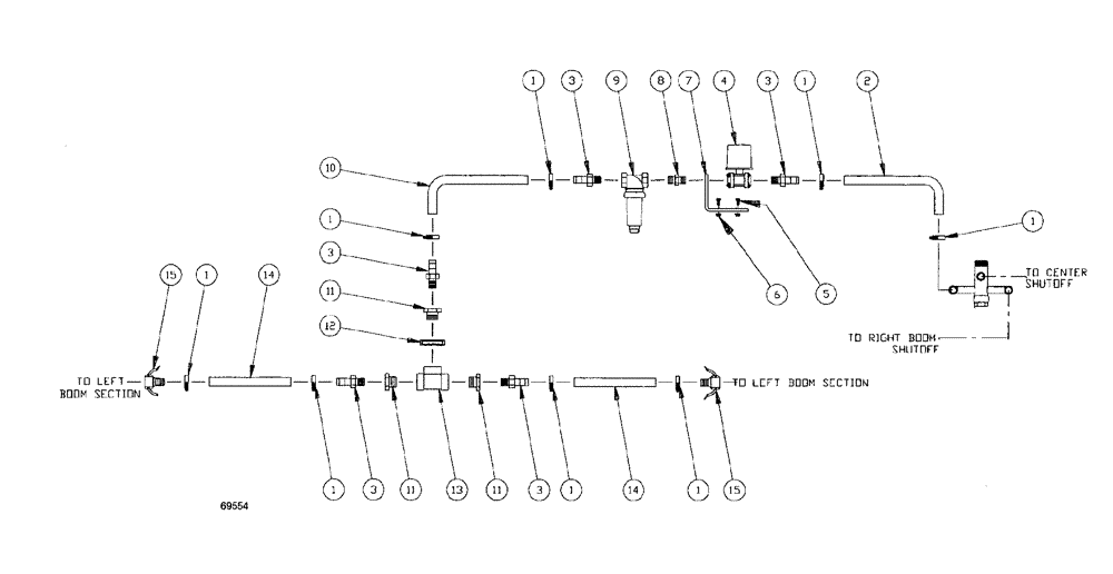 Схема запчастей Case IH SPX3150 - (212) - LIQUID PLUMBING, 75 3-BOOM SHUTOFF RAVEN/MID-TECH LH BOOM (78) - SPRAYING