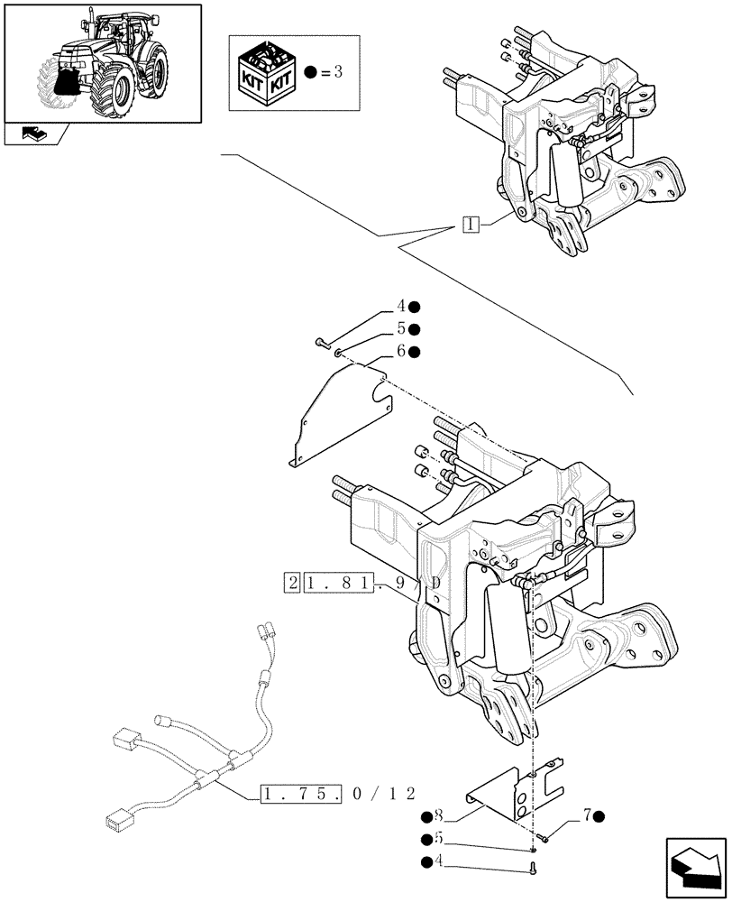 Схема запчастей Case IH PUMA 195 - (1.81.9/ C) - FRONT HPL FOR REAR REMOTES LESS PTO, LESS AUX. COUPLERS - LIFTER (07) - HYDRAULIC SYSTEM