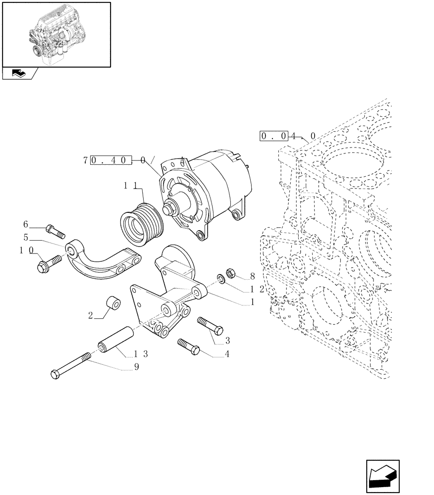 Схема запчастей Case IH F3AE0684P E909 - (0.40.0) - ALTERNATOR (504197780) 