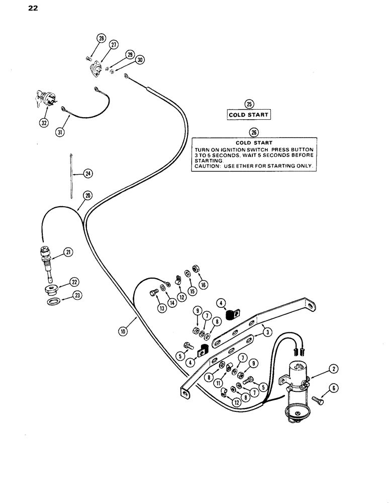 Схема запчастей Case IH 770 - (022) - ETHER STARTING KIT, 267B DIESEL ENGINE (02) - ENGINE