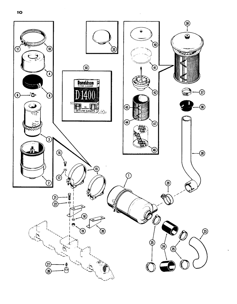 Схема запчастей Case IH 1070 - (010) - AIR CLEANER, (451B) DIESEL ENGINE (02) - ENGINE