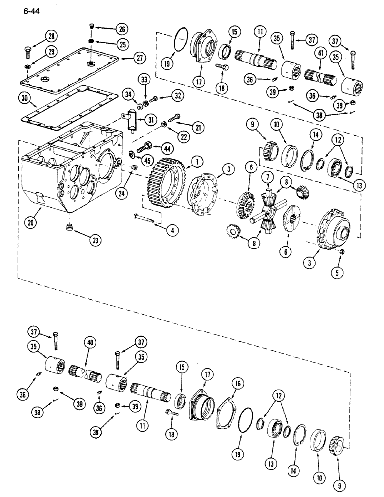 Схема запчастей Case IH 1620 - (6-044) - TRANSMISSION CASE AND DIFFERENTIAL SHAFT (03) - POWER TRAIN