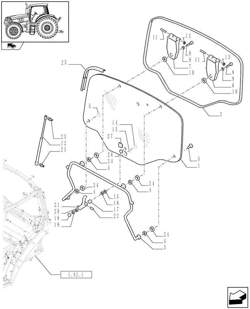 Схема запчастей Case IH PUMA 140 - (1.92.4) - REAR WINDOW AND RELATED PARTS (10) - OPERATORS PLATFORM/CAB