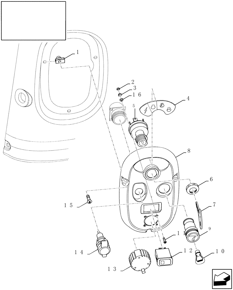 Схема запчастей Case IH 7230 - (55.512.10) - CONSOLE, IGNITION KEY (55) - ELECTRICAL SYSTEMS