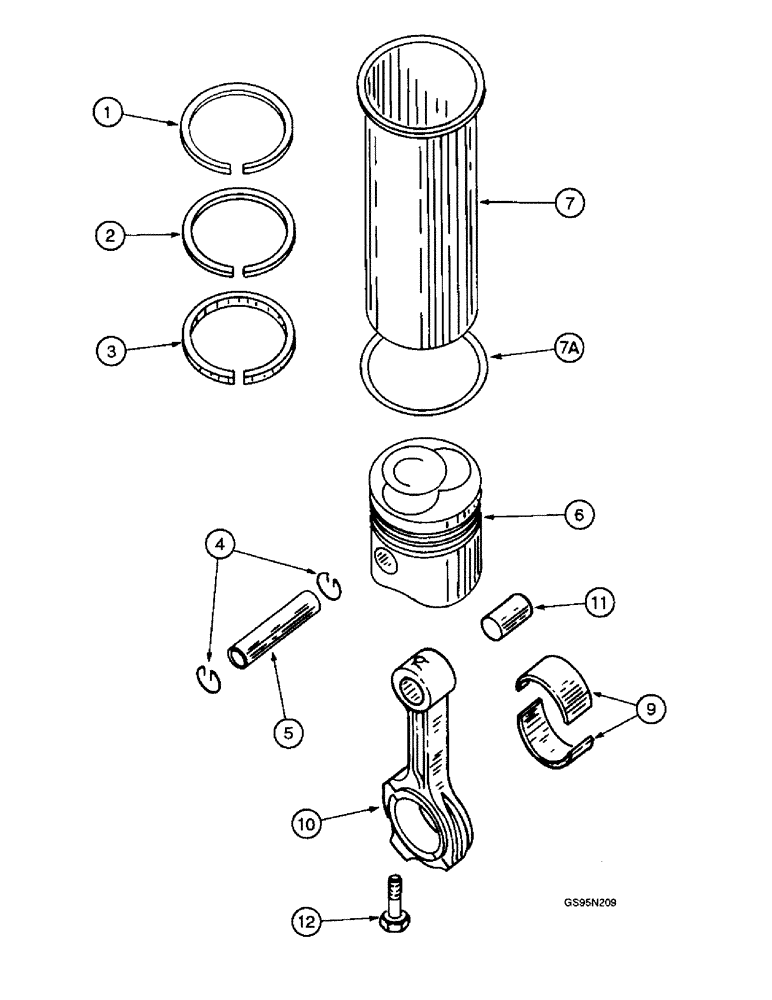 Схема запчастей Case IH D-312 - (9A-10) - CONNECTING RODS, PISTONS AND SLEEVES 