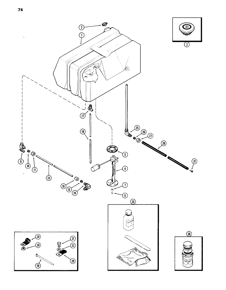 Схема запчастей Case IH 870 - (074) - FUEL TANK AND LINES, (336B) DIESEL ENGINE, POLYETHELENE MATERIAL (03) - FUEL SYSTEM