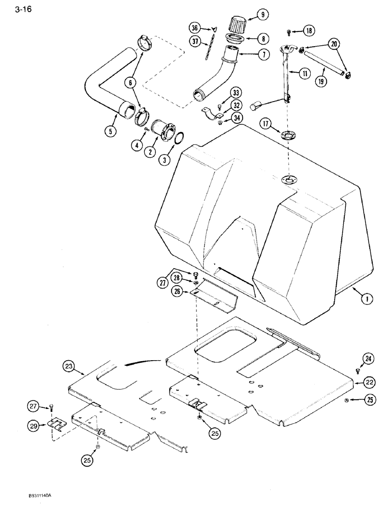 Схема запчастей Case IH 7120 - (3-16) - MAIN FUEL TANK (03) - FUEL SYSTEM