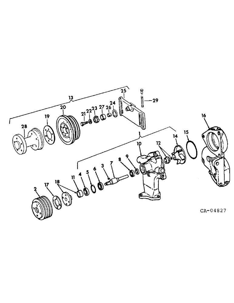 Схема запчастей Case IH V-800 - (B-05) - FAN PULLEY, WATER PUMP AND RELATED PARTS 