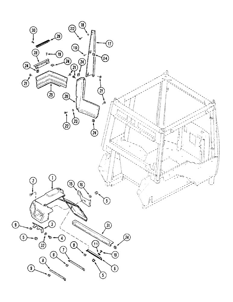 Схема запчастей Case IH 8930 - (9-072) - LEFT REAR FENDER AND PANELS (09) - CHASSIS/ATTACHMENTS