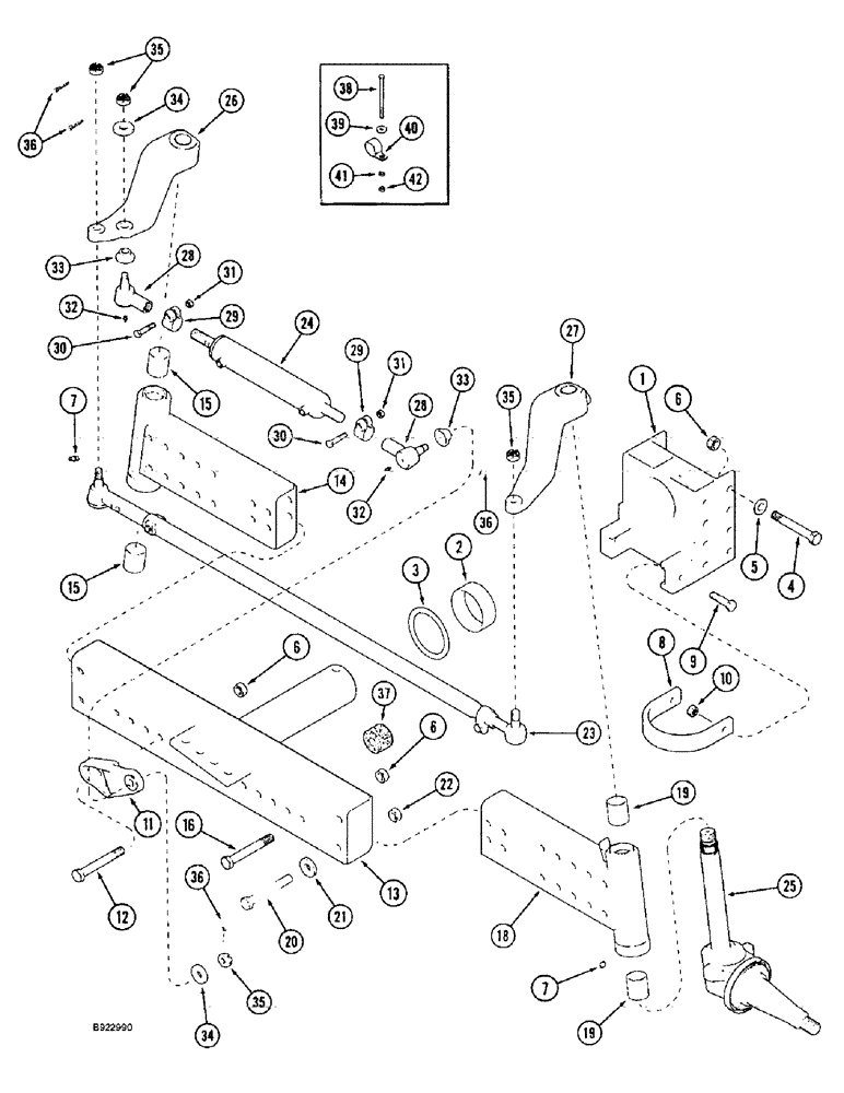 Схема запчастей Case IH 1666 - (5-14) - STEERING AXLE, ADJUSTABLE, WITHOUT POWER GUIDE AXLE, CORN AND GRAIN COMBINE (04) - STEERING