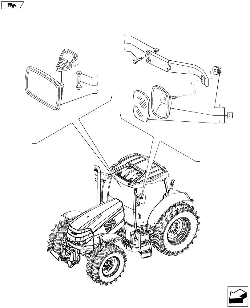 Схема запчастей Case IH PUMA 200 - (90.118.01) - REAR-VIEW MIRRORS (90) - PLATFORM, CAB, BODYWORK AND DECALS