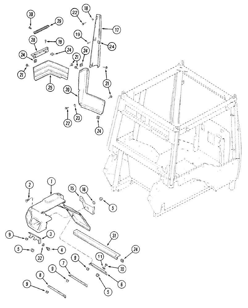 Схема запчастей Case IH 7220 - (9-106) - LEFT REAR FENDER AND PANELS (09) - CHASSIS/ATTACHMENTS