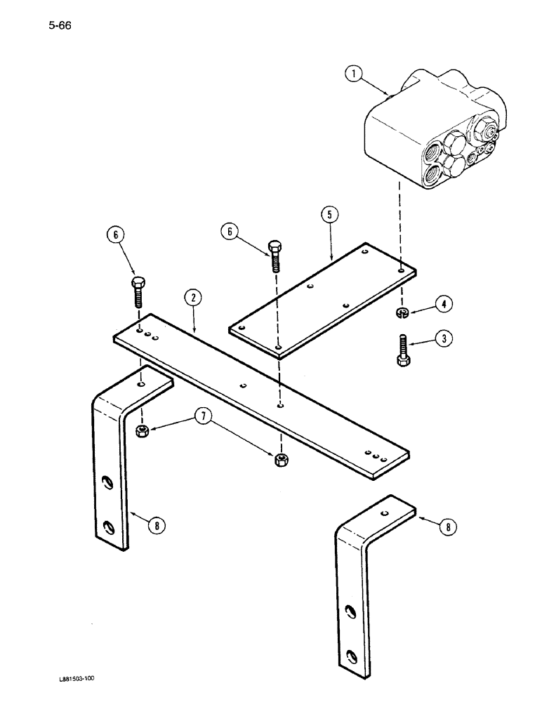 Схема запчастей Case IH 1640 - (5-66) - SELECTOR VALVE MOUNTING, POWER GUIDE AXLE, P.I.N. JJC0034001 AND AFTER (04) - STEERING