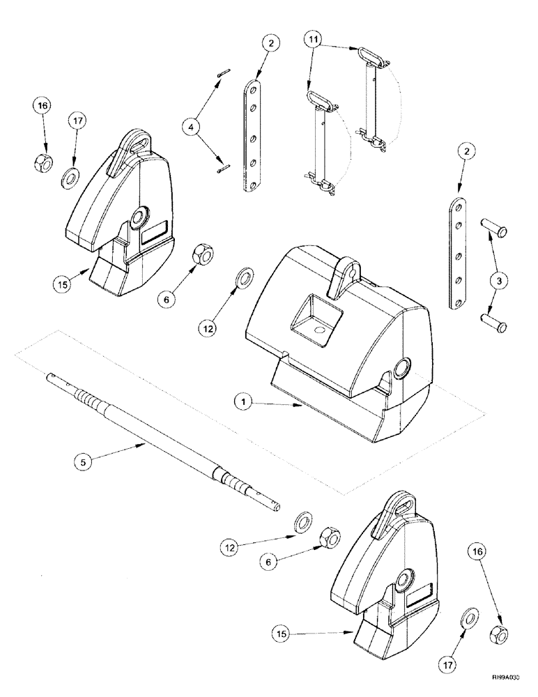 Схема запчастей Case IH MX200 - (9-012) - FRONT WEIGHTS (09) - CHASSIS/ATTACHMENTS