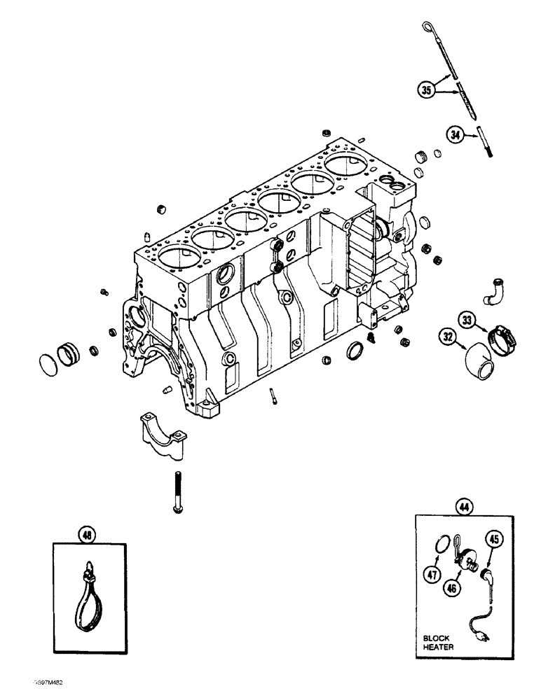 Схема запчастей Case IH 1660 - (2-44) - CYLINDER BLOCK, 6T-830 ENGINE, TWELVE PISTON COOLING NOZZLES,ENGINE S/N 44487830 - 44706125 (CONTD) (01) - ENGINE