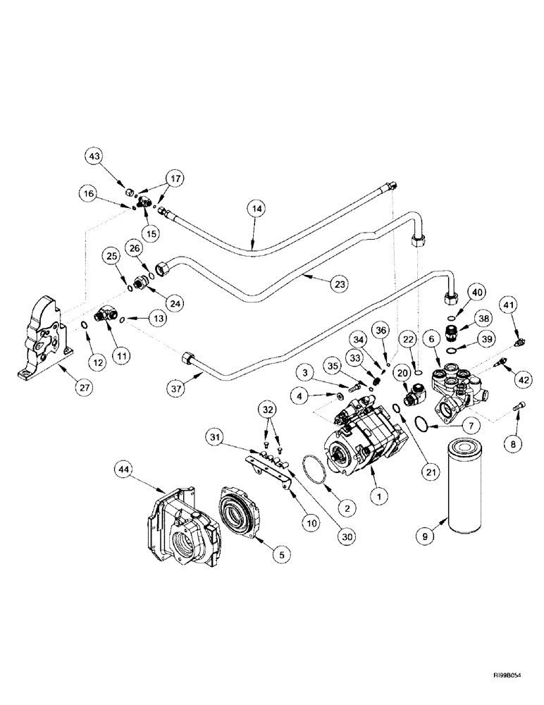 Схема запчастей Case IH MX270 - (8-012) - HYDRAULIC SYSTEM, PISTON PUMP AND FILTER, HIGH FLOW CAPACITY PUMP (08) - HYDRAULICS