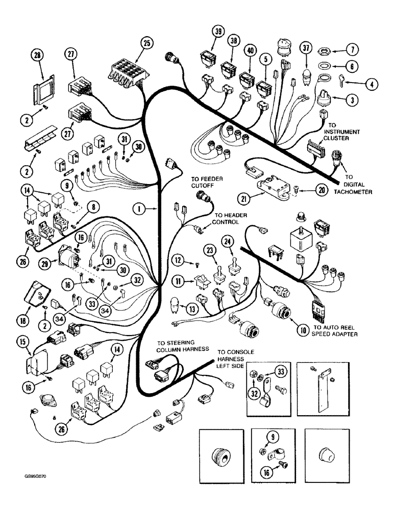 Схема запчастей Case IH 1670 - (4-06) - CONSOLE HARNESS, RIGHT HAND SIDE (06) - ELECTRICAL