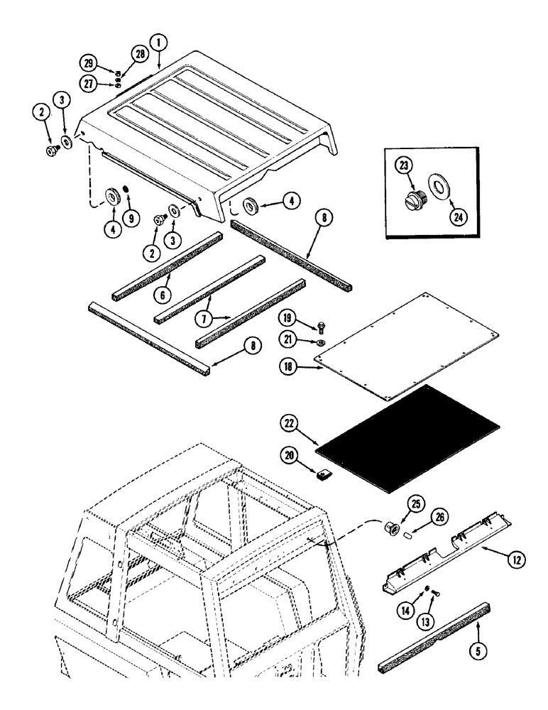 Схема запчастей Case IH 1896 - (9-408) - CAB AND ROPS, ROOF CAP (09) - CHASSIS/ATTACHMENTS