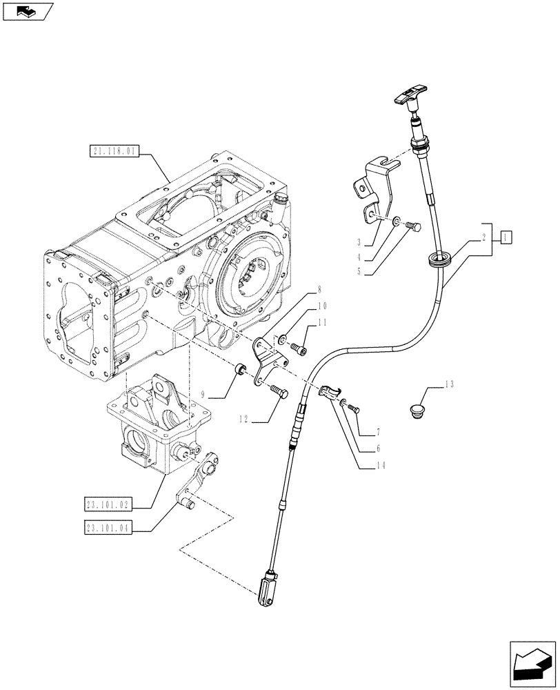 Схема запчастей Case IH FARMALL 75C - (23.101.0501) - 4WD IDLER CONTROLS - L/CAB (23) - FOUR WHEEL DRIVE SYSTEM