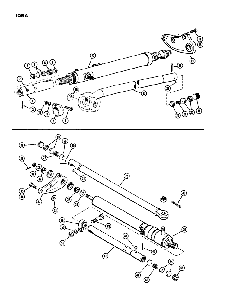 Схема запчастей Case IH 930-SERIES - (105A) - POWER STEERING CYLINDER AND DRAG LINK, MONROE CYLINDER (05) - STEERING