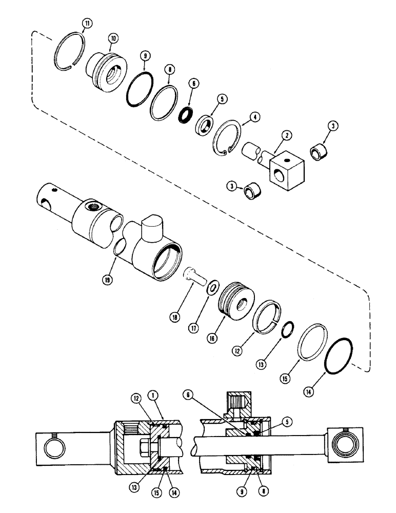 Схема запчастей Case IH 2870 - (152) - REAR STEERING CYLINDER, 2-1/2 INCH DIAMETER (63.5 MM) WITH 8-1/2 INCH STROKE (215.9MM) (05) - STEERING