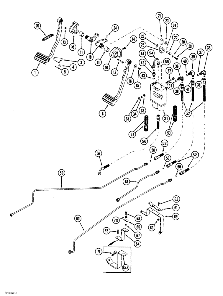 Схема запчастей Case IH 8910 - (7-002) - BRAKE PEDAL SYSTEM (07) - BRAKES