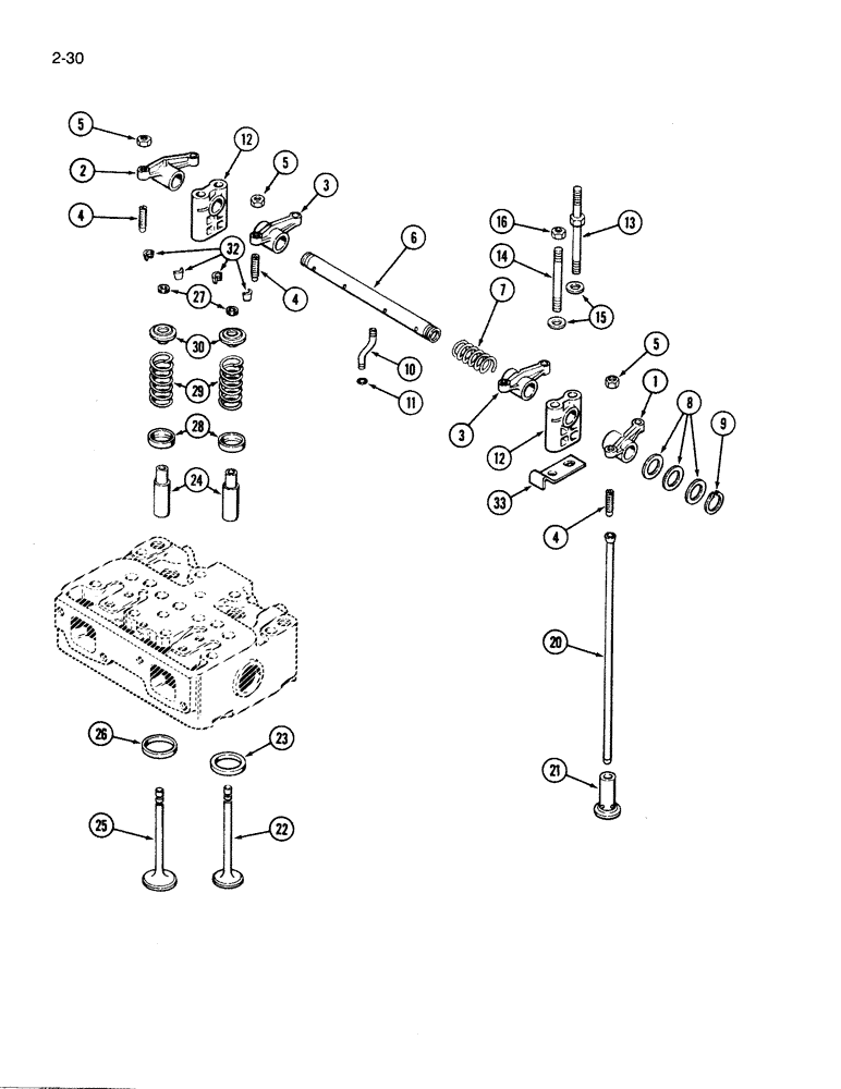 Схема запчастей Case IH 2594 - (2-30) - VALVE MECHANISM, 504BDT DIESEL ENGINE (02) - ENGINE