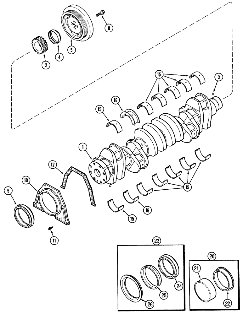 Схема запчастей Case IH MX150 - (02-25) - CRANKSHAFT (10) - ENGINE