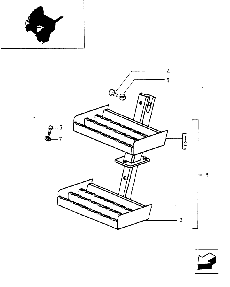 Схема запчастей Case IH JX55 - (1.87.0[03]) - MUDGUARDS AND FOOTBOARDS - SMALL LADDER (08) - SHEET METAL