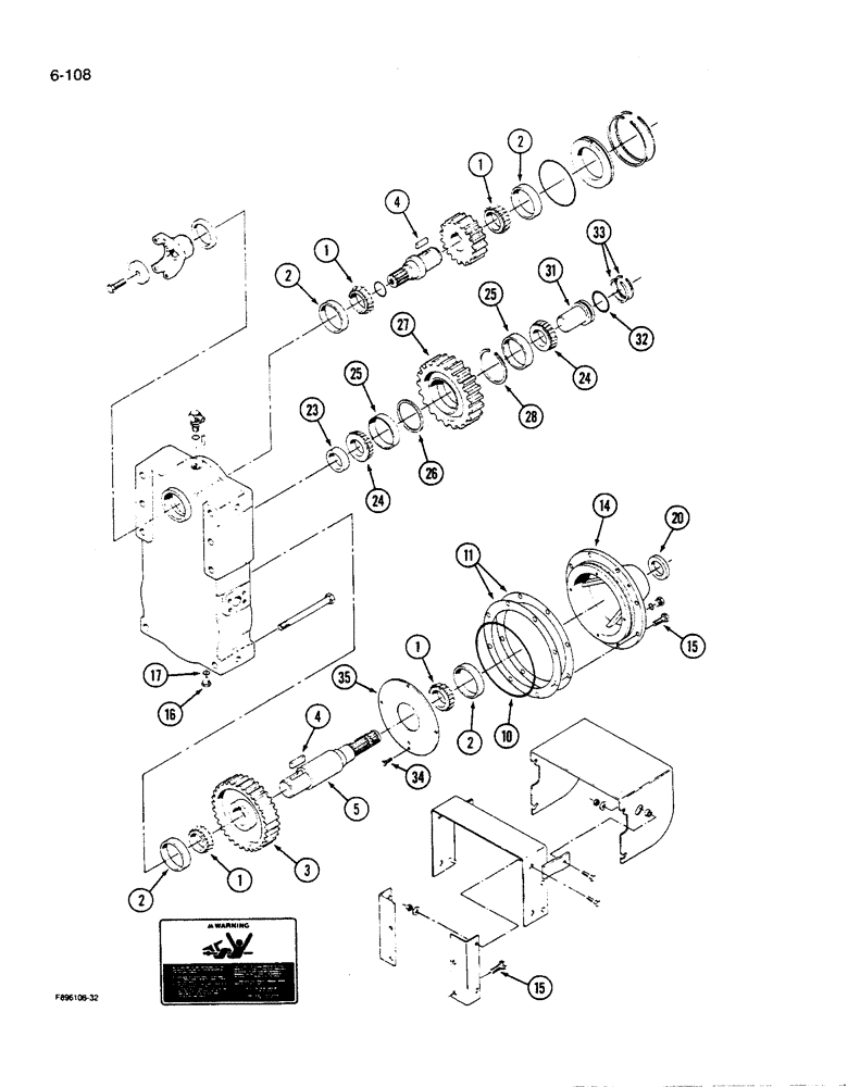 Схема запчастей Case IH 9280 - (6-108) - PTO TRANSFER CASE ASSEMBLY (06) - POWER TRAIN